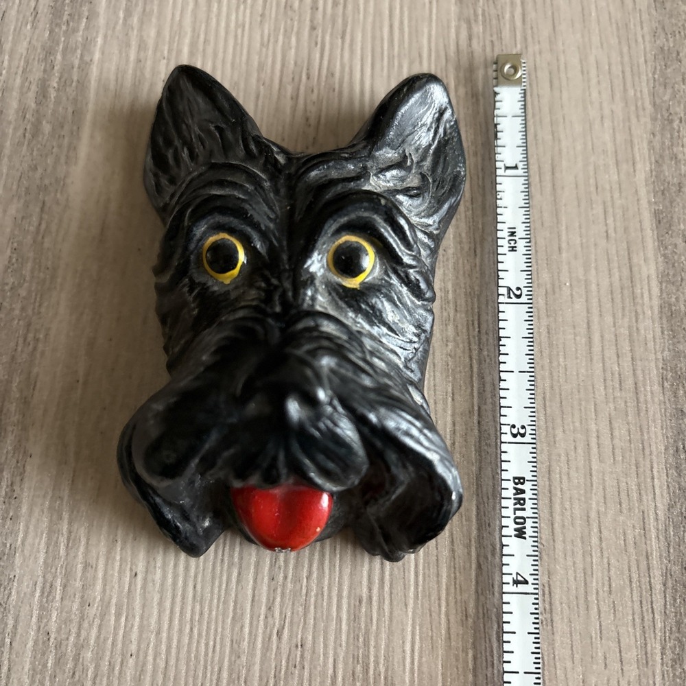 Vintage‎ Scottie Face Mini Chalkware Hanging Figurine Decor 3.75" - Picture 6 of 7